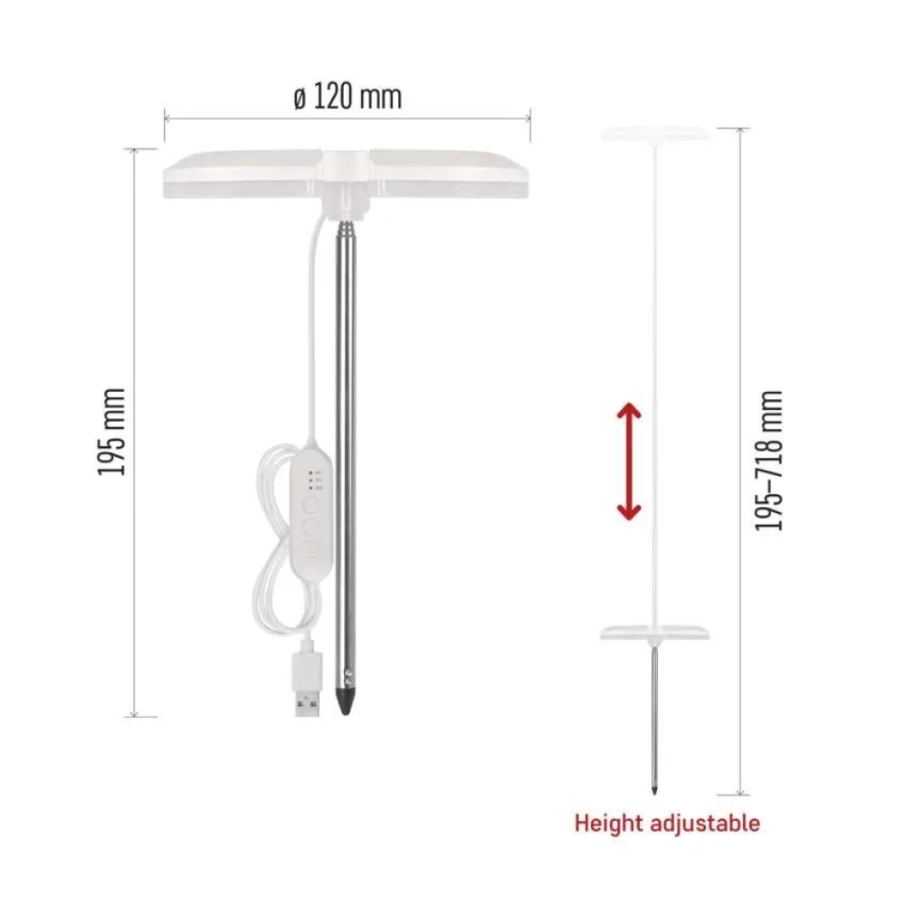 LED GROW növénytermesztő lámpa 8 W, időzítővel, szabályozható fényerővel - fehér