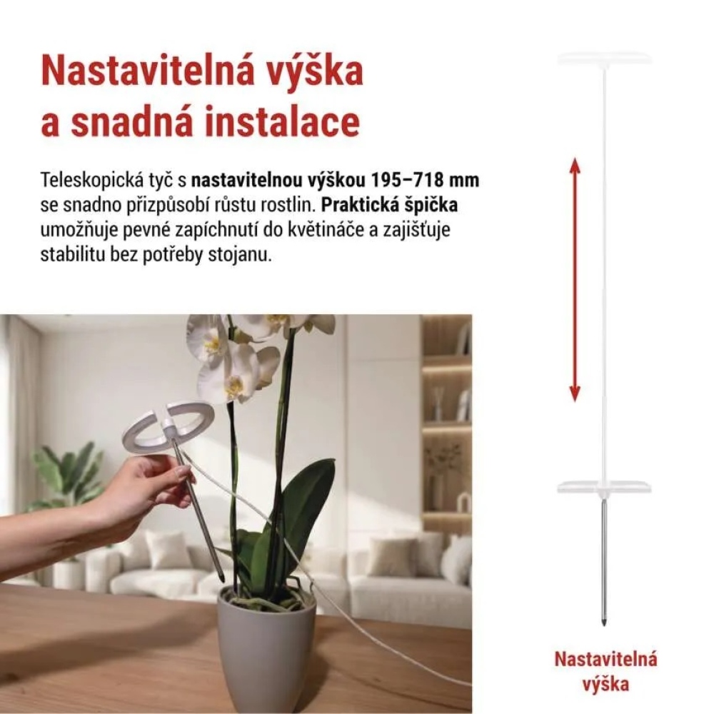 LED GROW növénytermesztő lámpa 8 W, időzítővel, szabályozható fényerővel - fehér