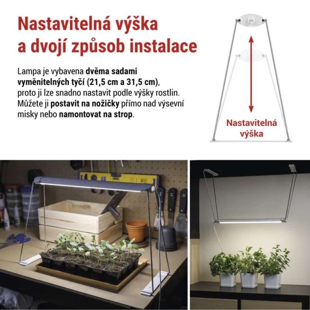 LED GROW palántanevelő lámpa 15 W, időzítővel - fehér