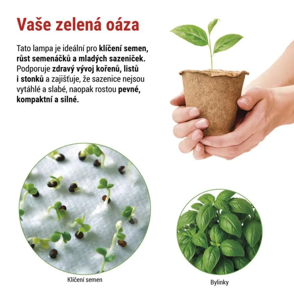 LED GROW palántanevelő lámpa 15 W, időzítővel - fehér
