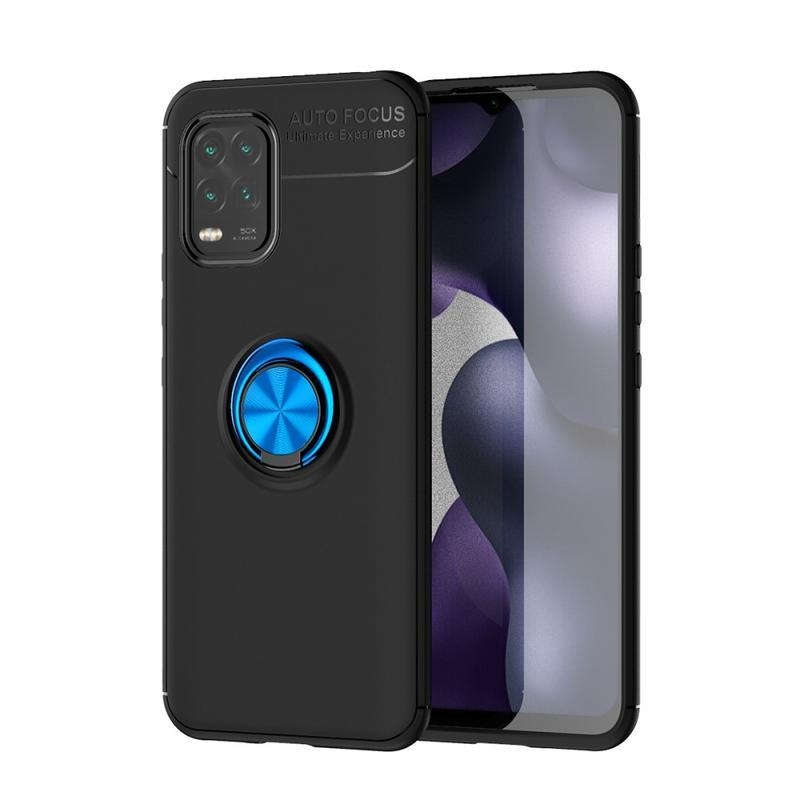 Lenu tartós zselés tok ujjgyűrűvel Xiaomi Mi 10 Lite készülékhez - fekete/kék