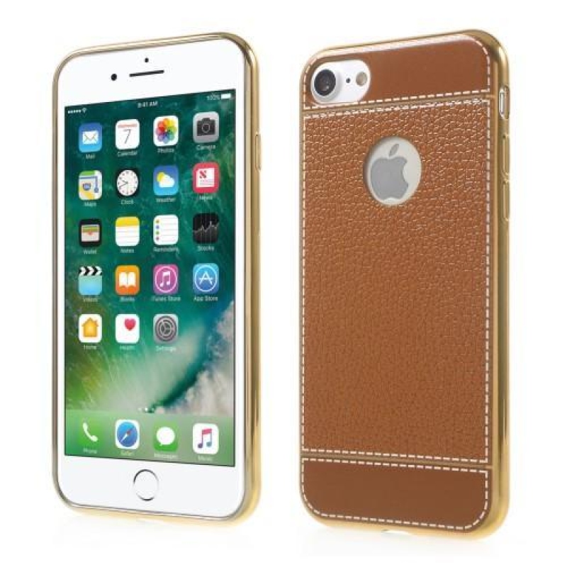 Lethy zselés tok PU bőr hátlappal iPhone 7 és iPhone 8 készülékhez - barna