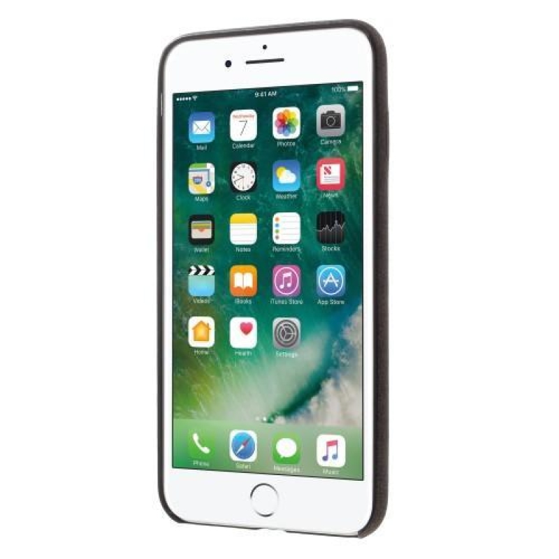 Lethy műanyag tok PU bőr hátlappal iPhone 7 Plus és iPhone 8 Plus készülékhez - kávészínű