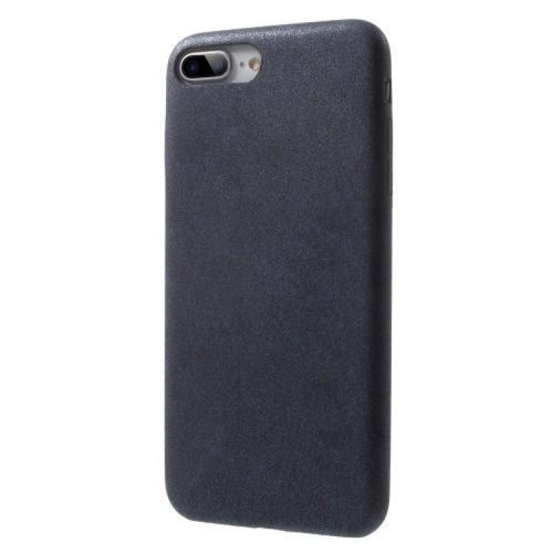 Lethy műanyag tok PU bőr hátlappal iPhone 7 Plus és iPhone 8 Plus készülékhez - sötétkék