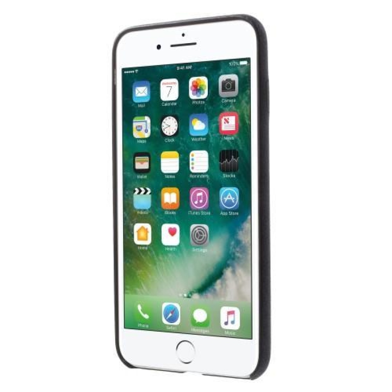 Lethy műanyag tok PU bőr hátlappal iPhone 7 Plus és iPhone 8 Plus készülékhez - sötétkék