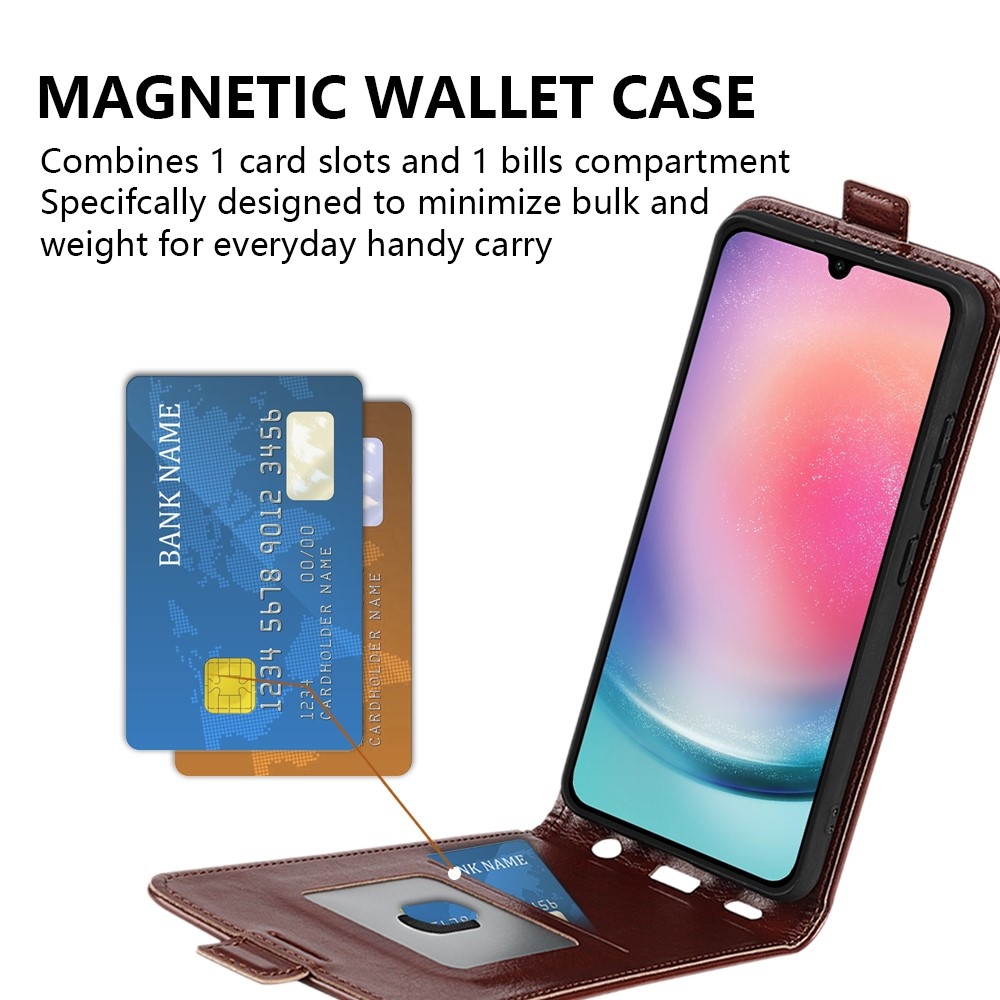 Függőleges könyvtáska Samsung Galaxy A16 4G/5G készülékhez - barna színben