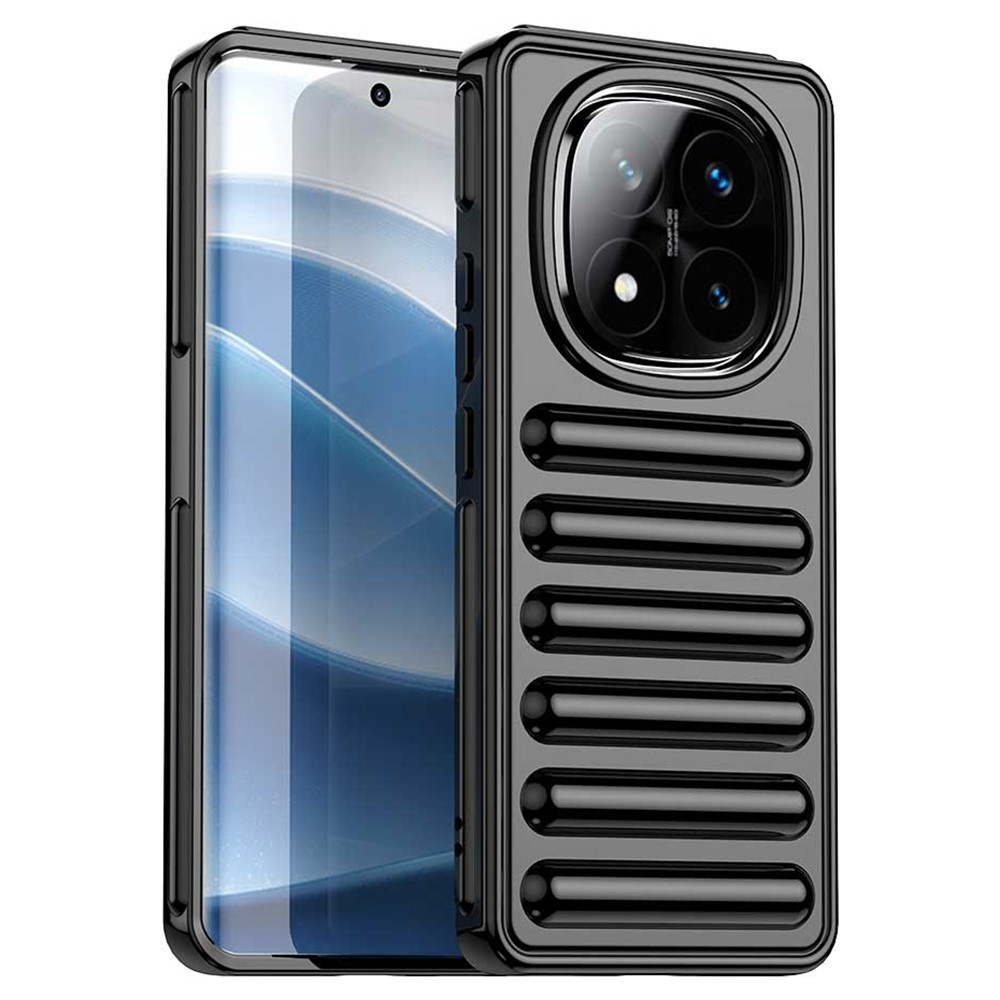 Csíkos tartós borító Xiaomi Redmi Note 14 Pro+ 5G - fekete