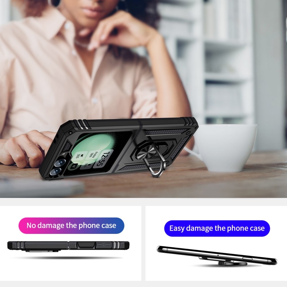 Gyűrűálló borítás Samsung Galaxy Z Flip6 5G készülékhez - fekete