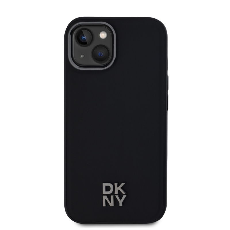 DKNY PU bőr Stack Logo Magsafe hátlap iPhone 15 Fekete