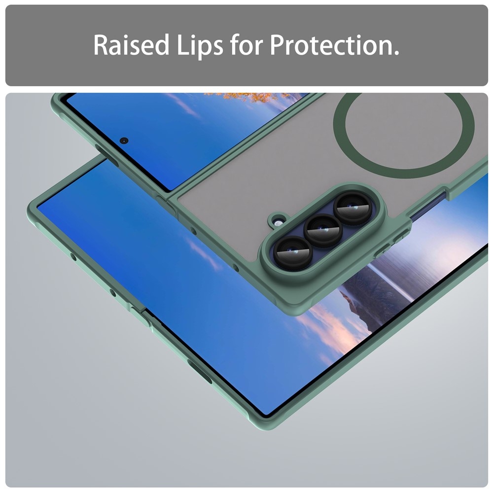 Matt zselés tok MagSafe tok a Samsung Galaxy Z Fold7 5G készülékre - zöld