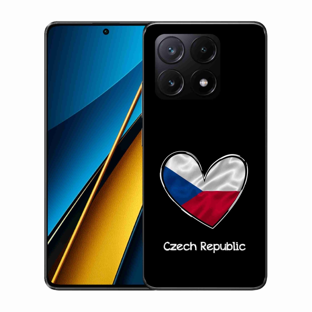 Gél borítás mmCase a Xiaomi Poco X6 Pro 5G számára - zászlós szív fekete háttérrel