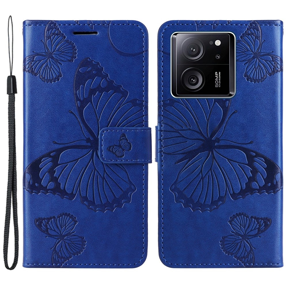 Nagy pillangó könyv tok a Xiaomi 13T/13T Pro-hoz - kék
