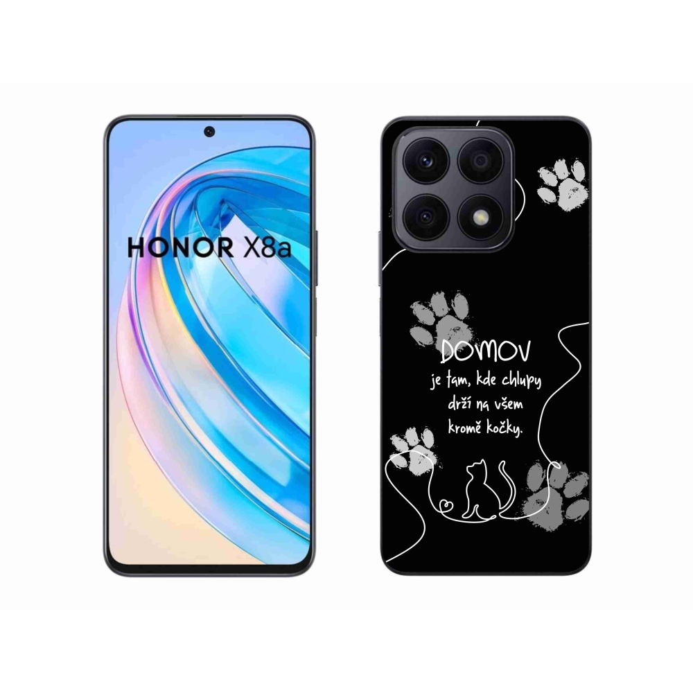 Zselés borítás mmCase a Honor X8a készülékhez - macska motívum fekete háttérrel