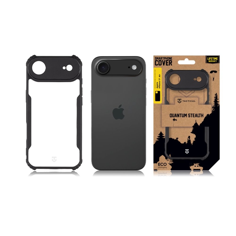 Tactical Quantum lopakodó borító az Apple iPhone 17 Air készülékhez Clear/Black (átlátszó/fekete)