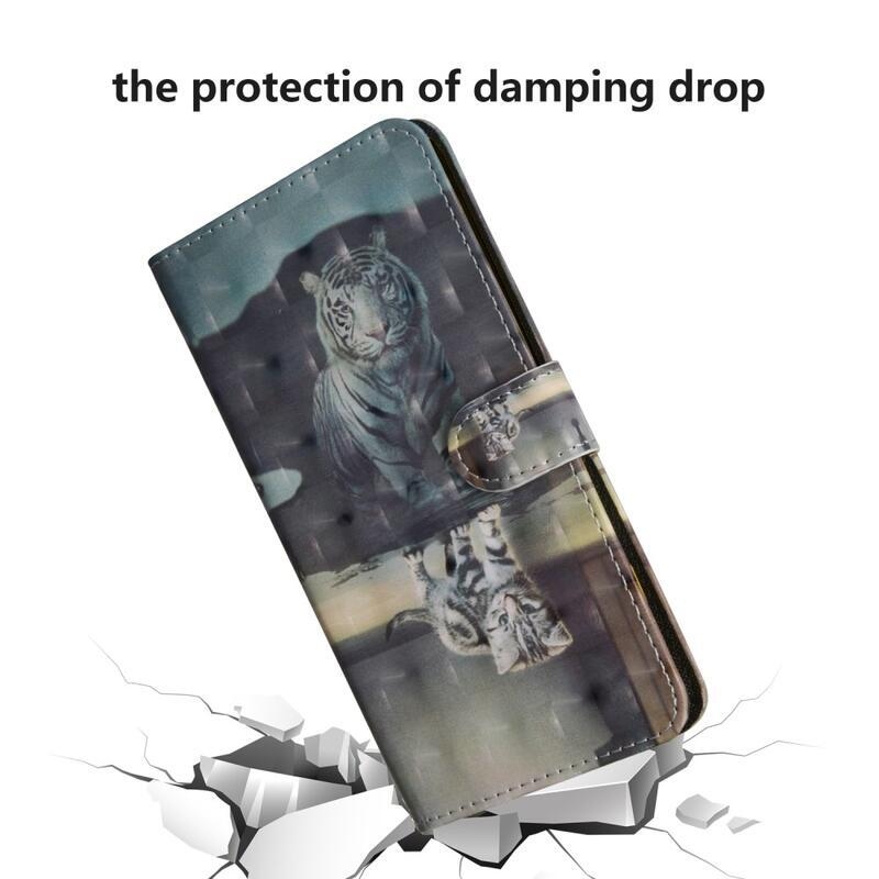 Nyomtatott pénztárca tok Samsung Galaxy A50/A30s készülékhez - macska és tigris tükörkép