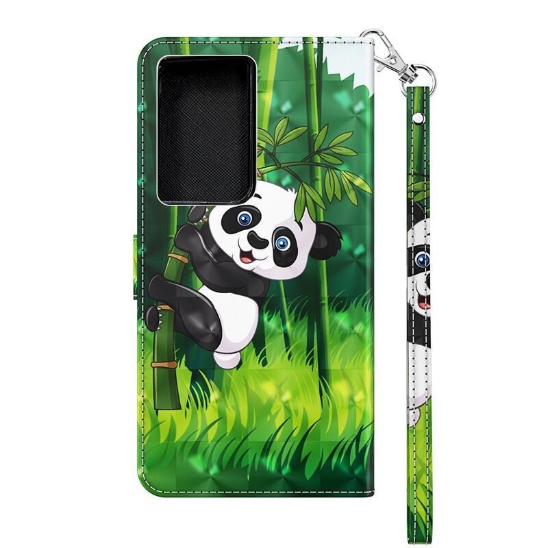 Nyomtatott pénztárca tok Samsung Galaxy S21 Ultra 5G - panda a bambuszon
