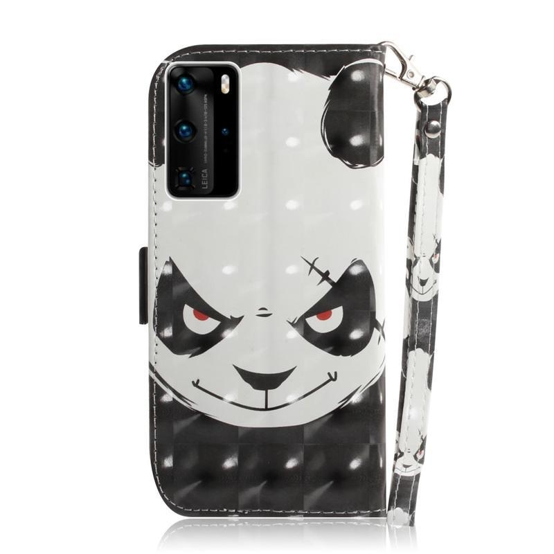 Könnyű PU bőr pénztárca tok a Huawei P40 Pro-hoz - angry panda