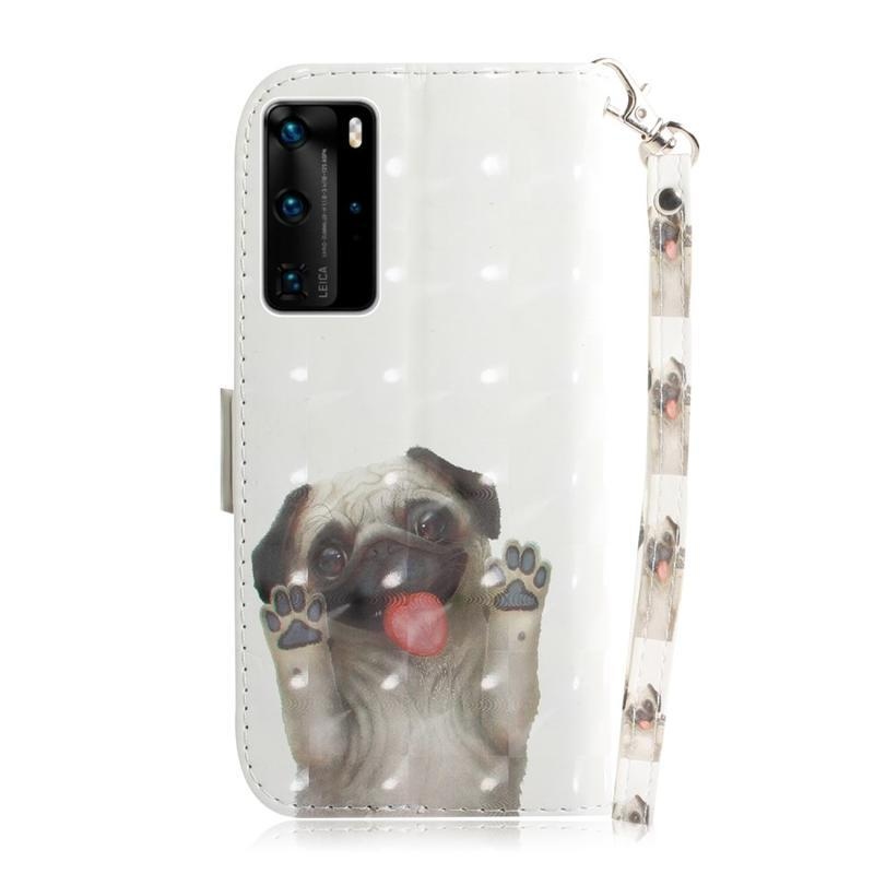 Könnyű PU bőr pénztárca tok a Huawei P40 Pro-hoz - kutya