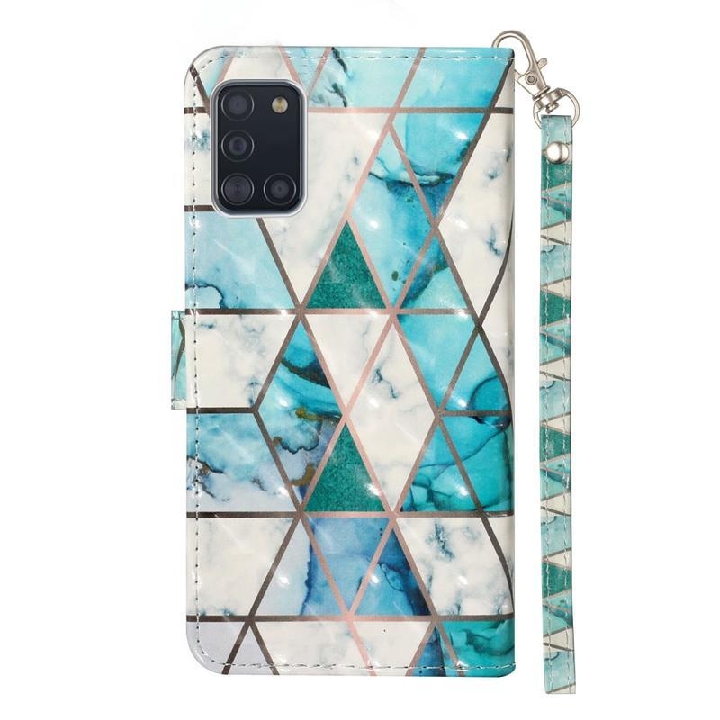 Könnyű PU bőr pénztárca tok Samsung Galaxy A31-hez - kő mozaikos