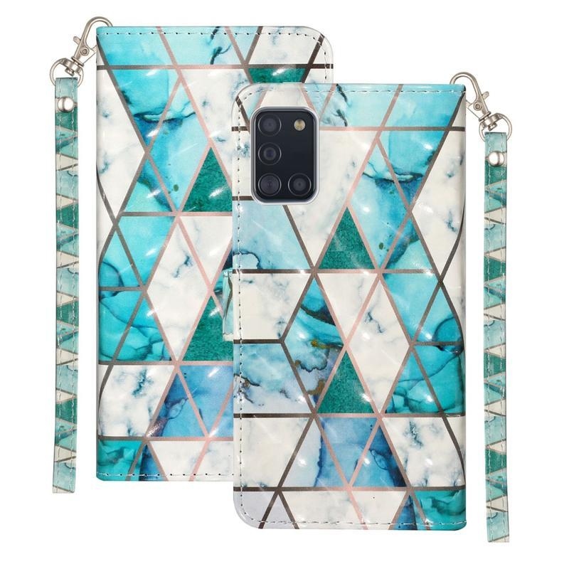 Könnyű PU bőr pénztárca tok Samsung Galaxy A31-hez - kő mozaikos