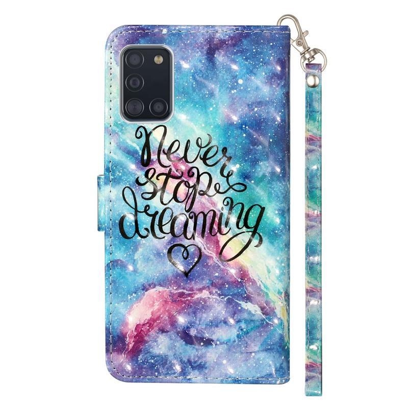 Könnyű PU bőr pénztárca-tok a Samsung Galaxy A31 mobiltelefonhoz – ne hagyd abba az álmodozást