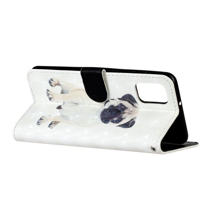 Könnyű PU bőr pénztárca tok Samsung Galaxy A31-hez - kutya