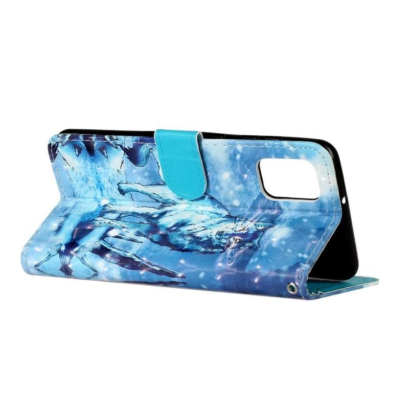 Könnyű PU bőr pénztárca-tok a Samsung Galaxy A31 mobiltelefonhoz – farkas
