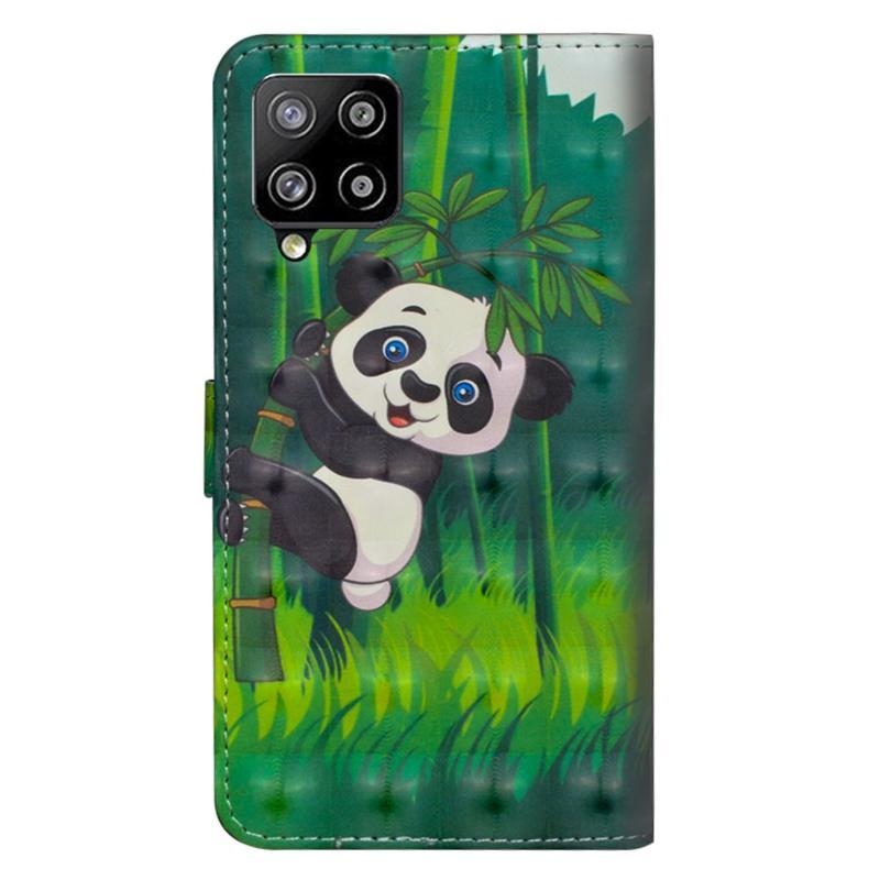 Nyomtatás PU bőr pénztárca tok Samsung Galaxy A42 5G - panda bambuszon