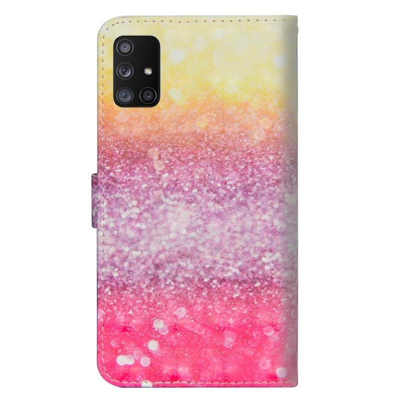 Nyomtatott PU bőr pénztárca tok Samsung Galaxy M31s készülékhez - csillogó minta