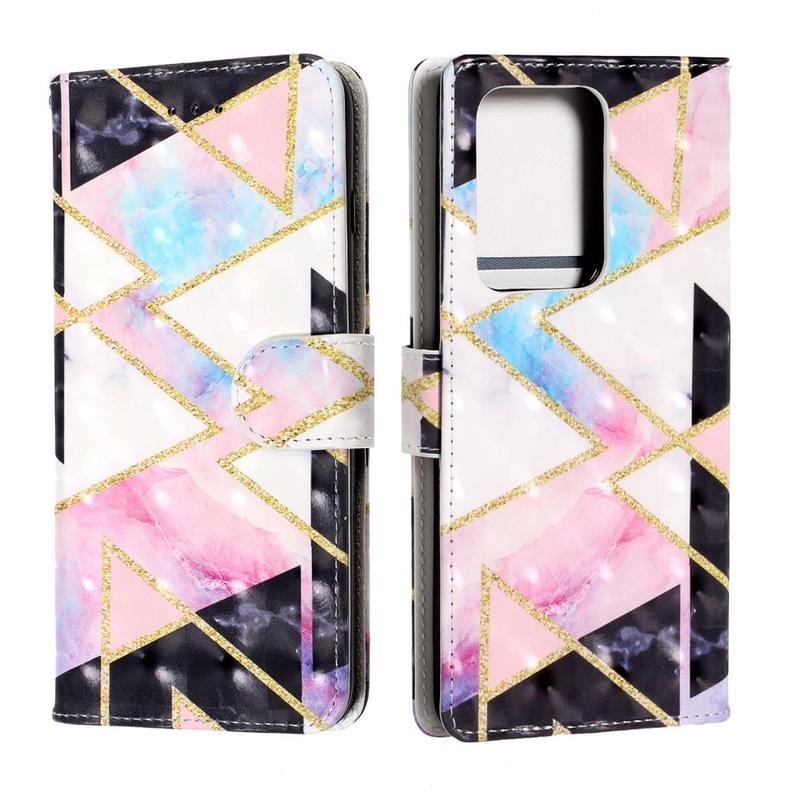 Könnyű PU bőr pénztárca tok Samsung Galaxy S20 Ultra készülékhez - kő motívummal