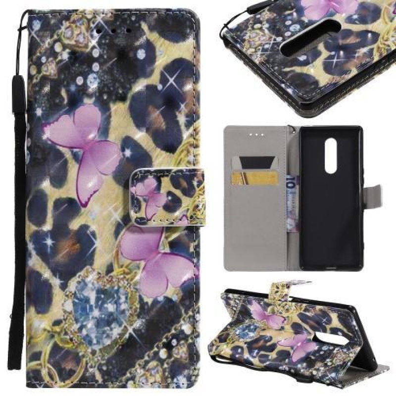 Könnyű PU bőr pénztárca tok Sony Xperia 1 - pillangókhoz