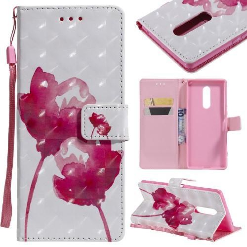 Könnyű PU bőr pénztárca tok Sony Xperia 1 - élő virágok