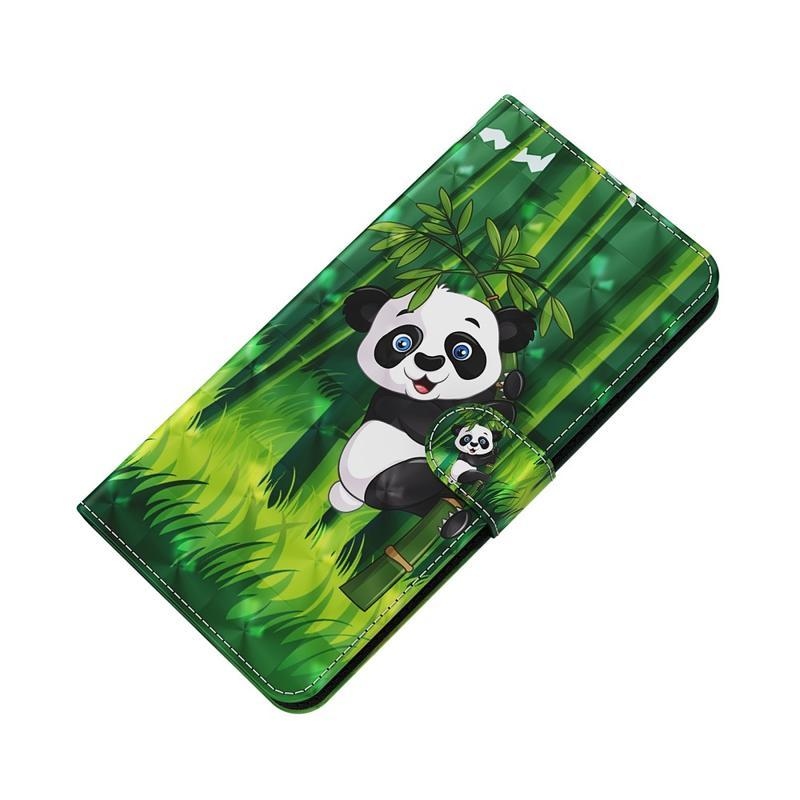 Nyomtatás PU bőr pénztárca tok Huawei P Smart (2021) - panda a bambuszon