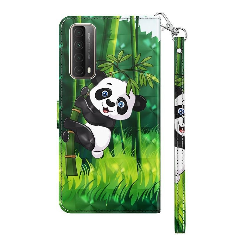 Nyomtatás PU bőr pénztárca tok Huawei P Smart (2021) - panda a bambuszon