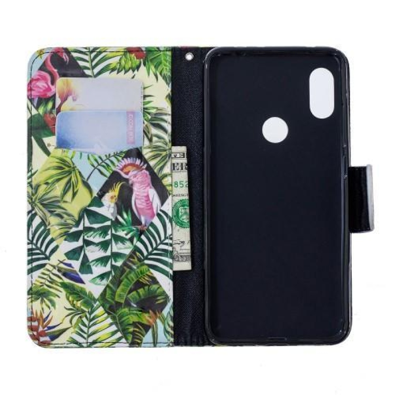 Könnyű PU bőr pénztárca tok Xiaomi Redmi Note 6 Pro - virágokhoz