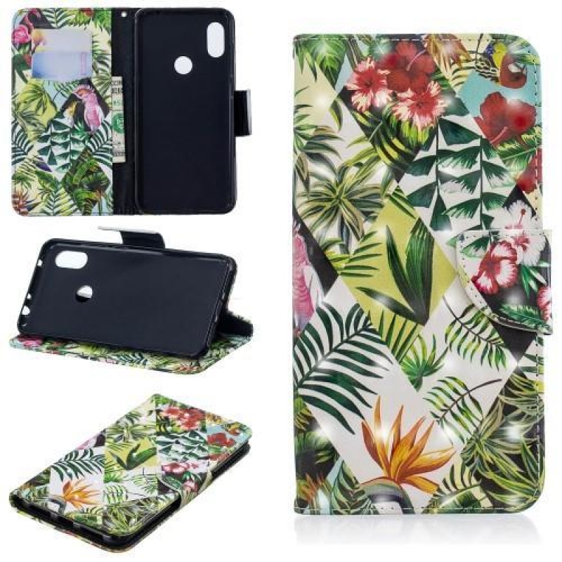 Könnyű PU bőr pénztárca tok Xiaomi Redmi Note 6 Pro - virágokhoz