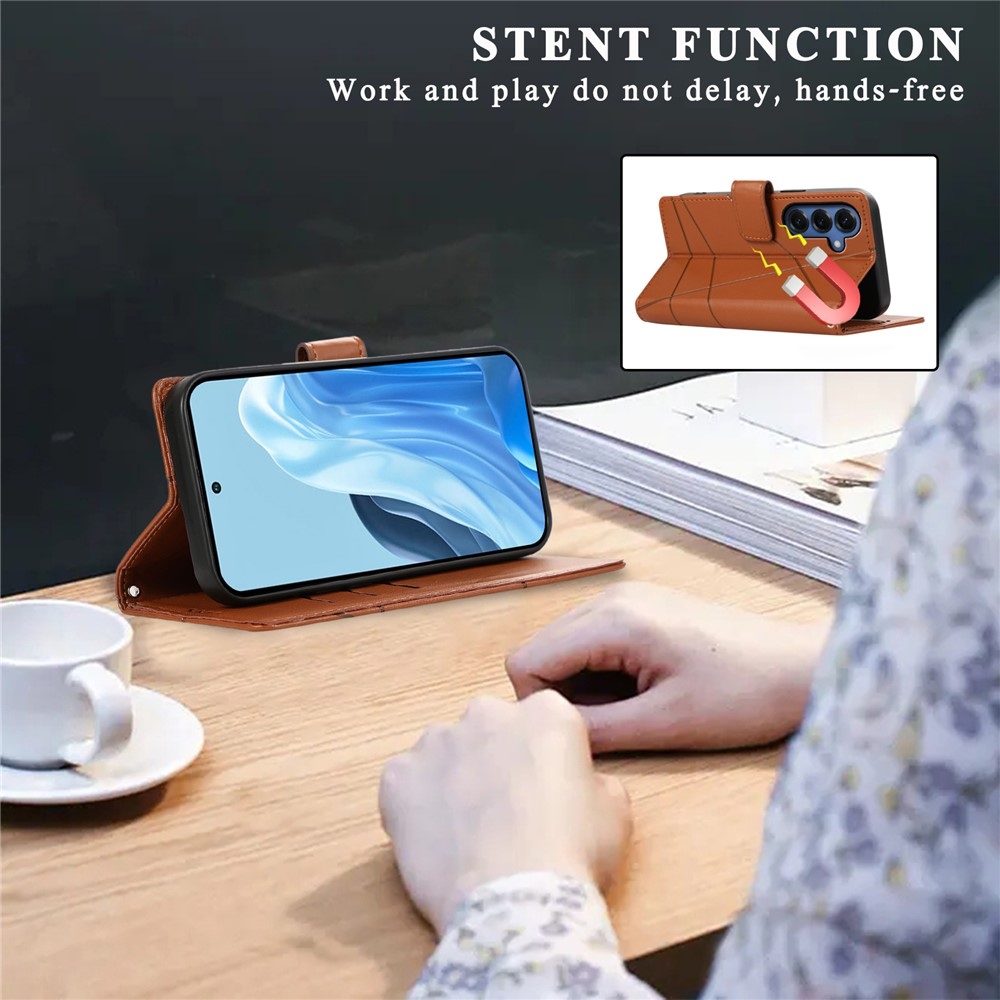 Line könyv tok Samsung Galaxy S26+ készülékhez - barna