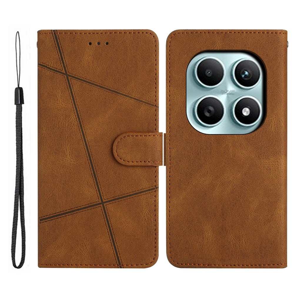 Vonalas könyv tok Xiaomi Poco M8 5G/Redmi Note 15 5G - barna színben