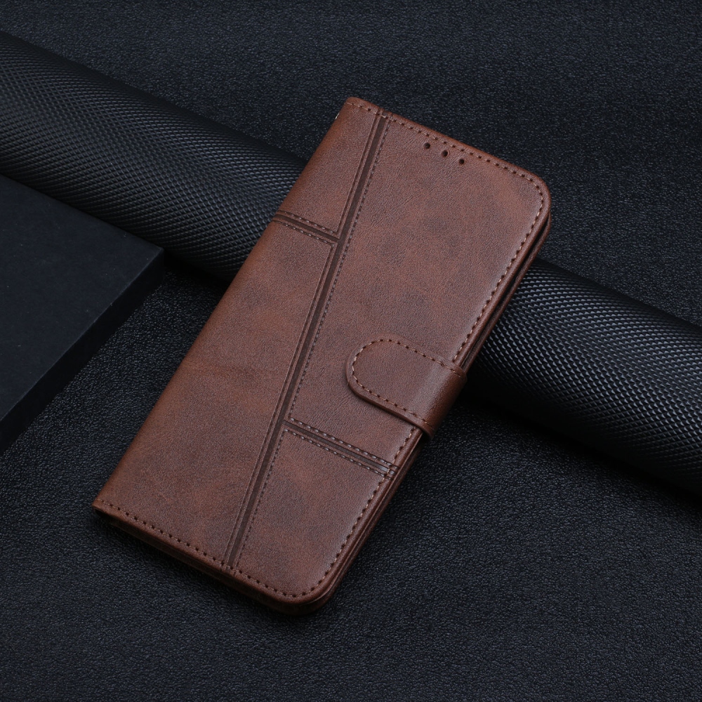 Vonalas könyv tok Xiaomi Redmi A7 Pro - barna színben