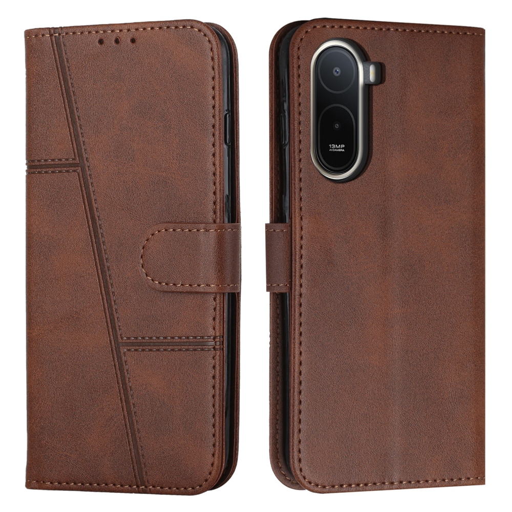 Vonalas könyv tok Xiaomi Redmi A7 Pro - barna színben