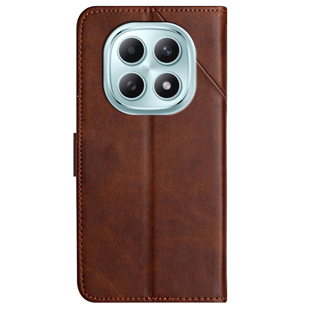 Vonalas könyv tok Xiaomi Redmi Note 15 4G - barna színben