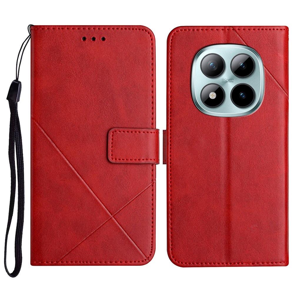 Vonalas könyv tok Xiaomi Redmi Note 15 Pro 4G-hez - piros