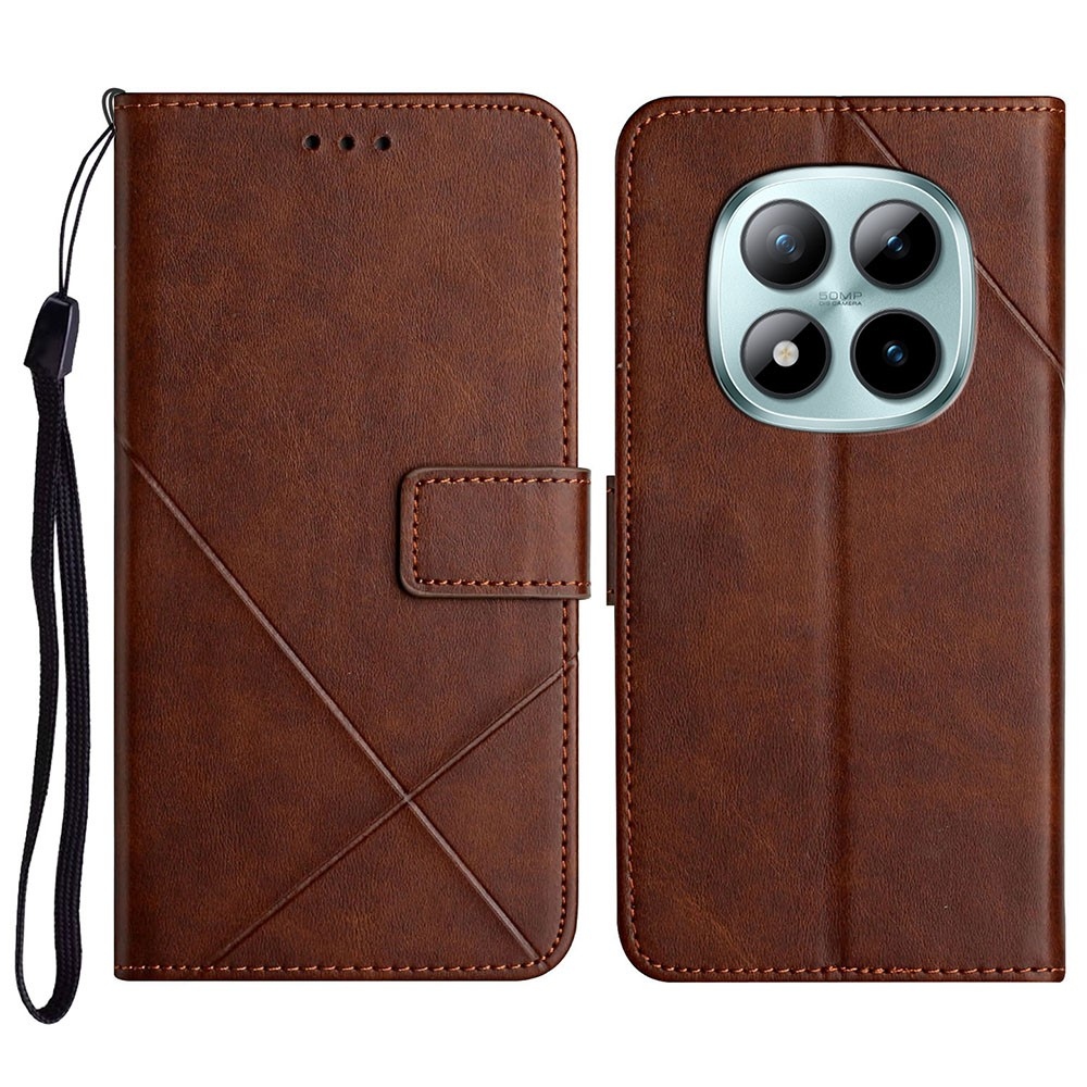 Vonalas könyv tok Xiaomi Redmi Note 15 Pro 4G - barna színben