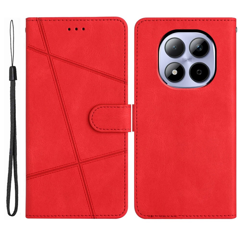 Vonalas könyv tok Xiaomi Redmi Note 15 Pro 5G-hez - piros