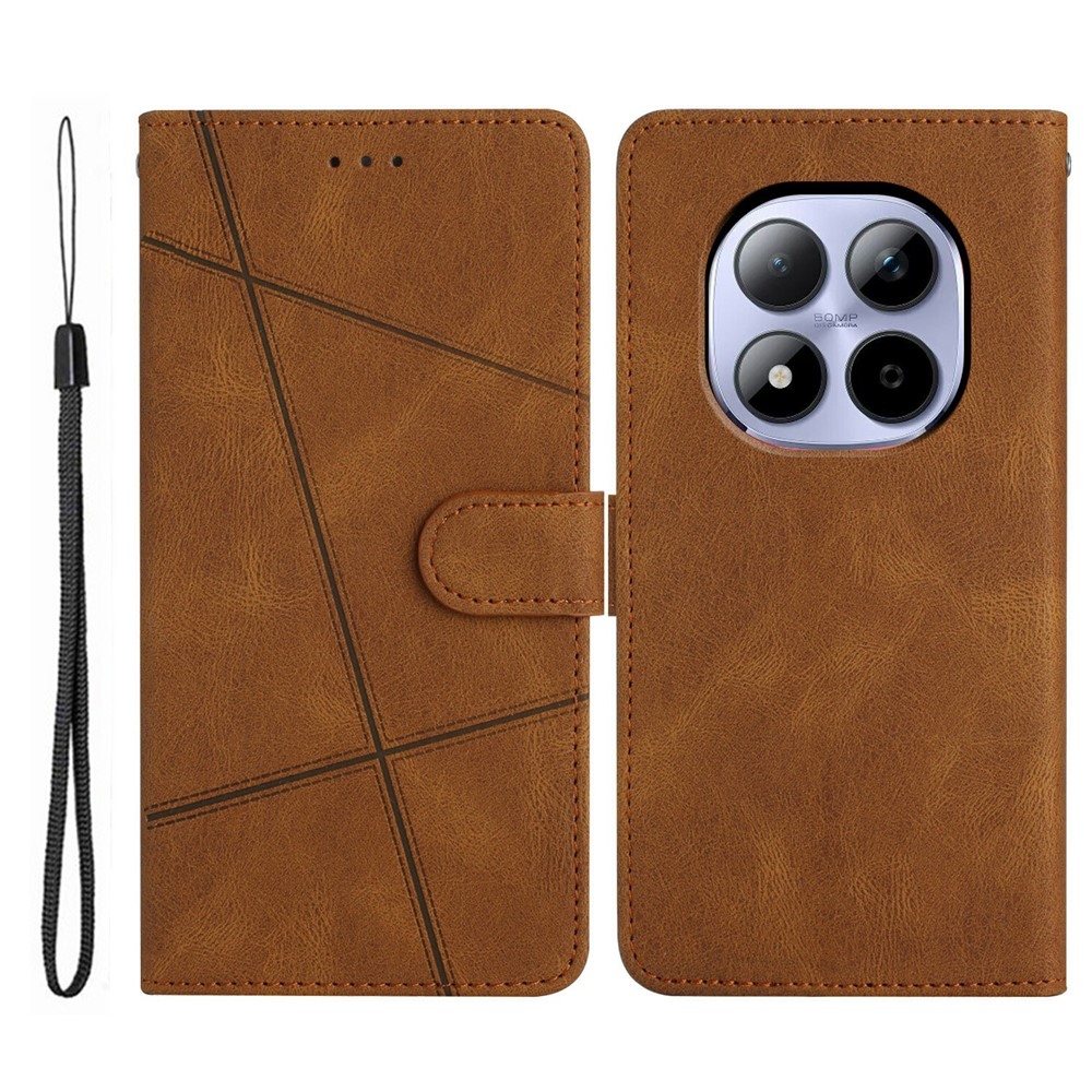 Vonalas könyv tok Xiaomi Redmi Note 15 Pro 5G - barna színben