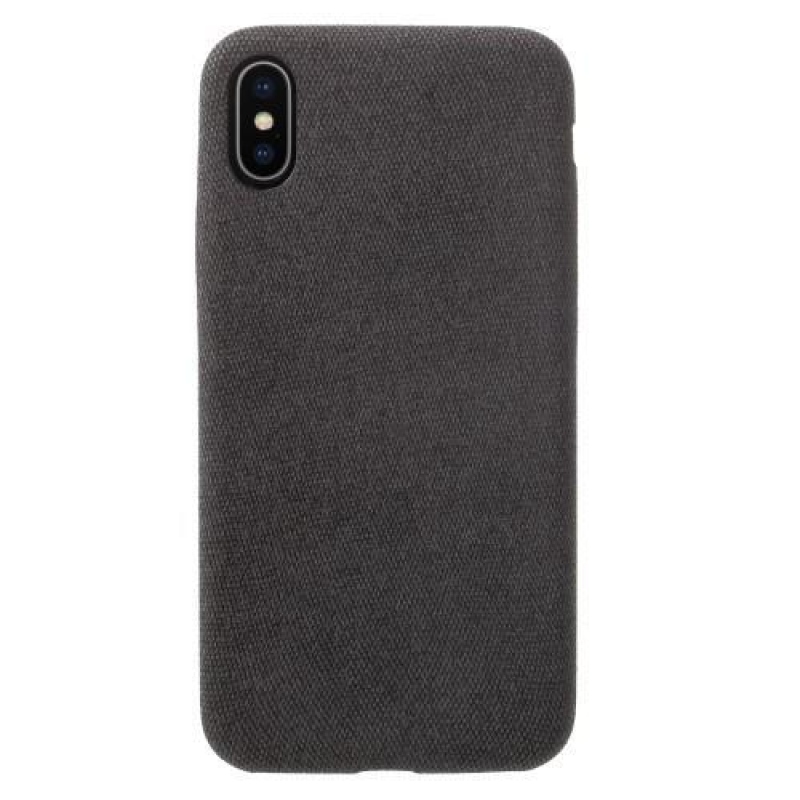 Line műanyag tok PU bőrrel borítva Phone X telefonhoz - fekete