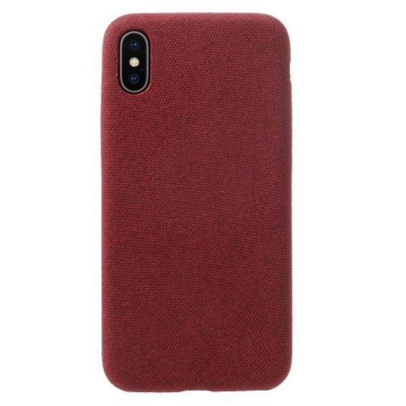 Line műanyag tok PU bőrrel borítva Phone X telefonhoz - piros