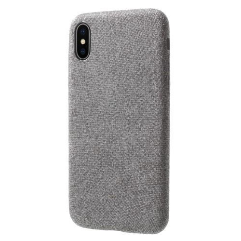 Line műanyag tok PU bőrrel borítva Phone X készülékhez - világosszürke