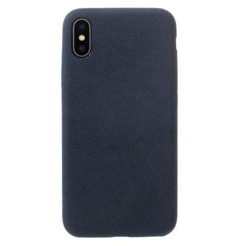 Line műanyag tok PU bőrrel borítva Phone X telefonhoz - sötétkék