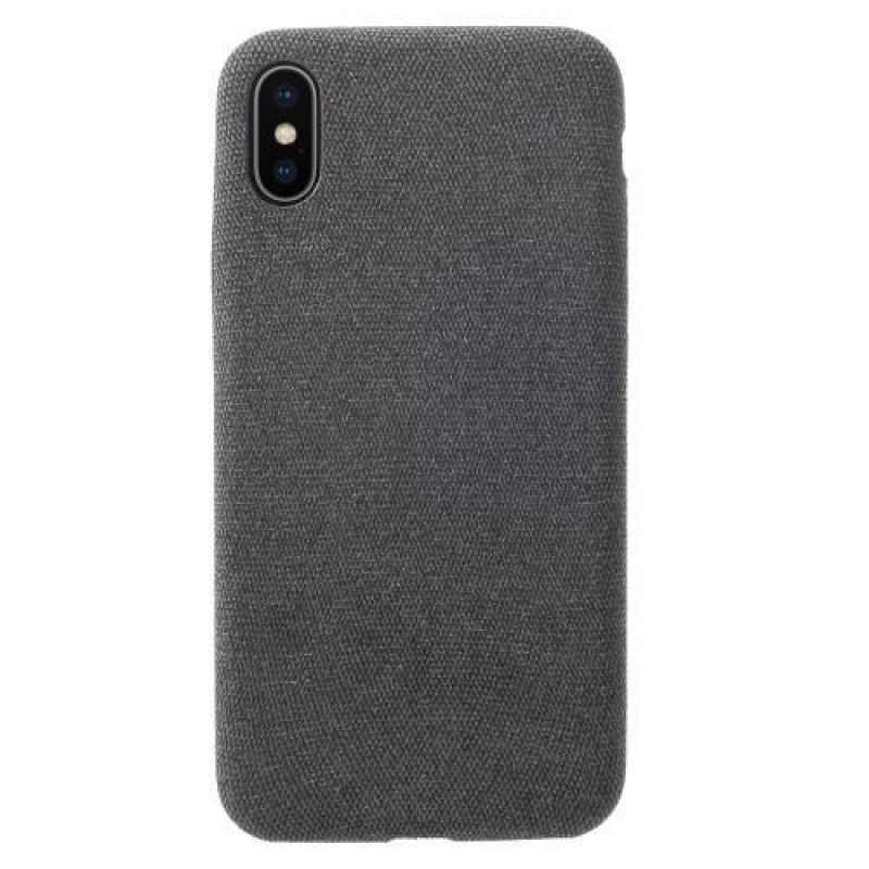Line műanyag tok PU bőrrel borítva Phone X telefonhoz - sötétszürke